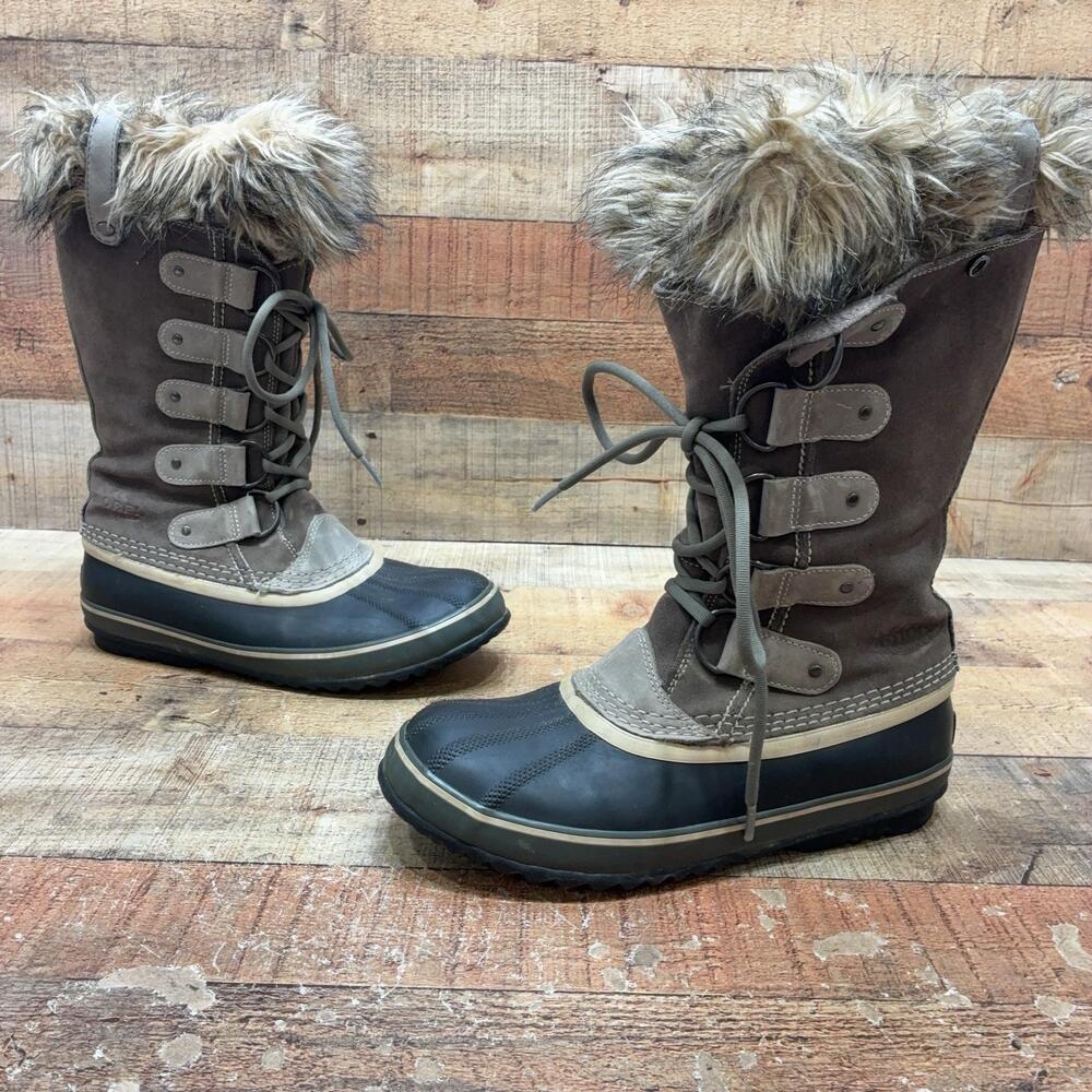 Sorel Snow Boots Womens Size 9 40 Brown Suede Faux Fur Mid Calf NL1540-05